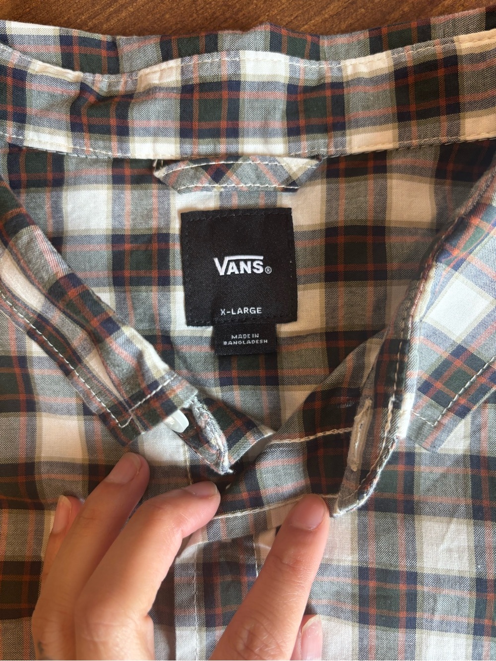 Vans Plaid Button-Down Shirt in Green, Brown and Cream